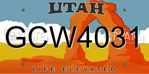 GCW4031 Utah License Plate
