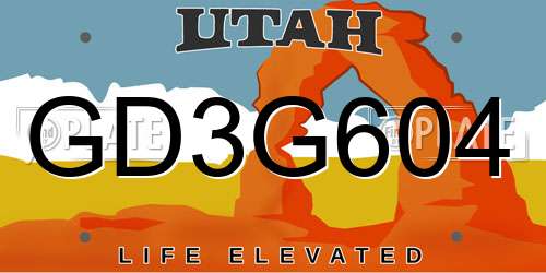 GD3G604 Utah License Plate
