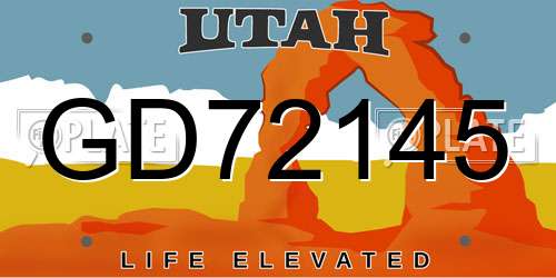 GD72145 Utah License Plate