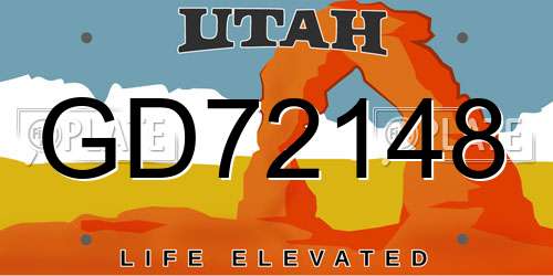 GD72148 Utah License Plate