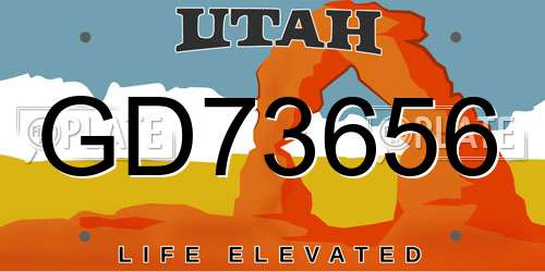 GD73656 Utah License Plate