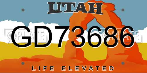 GD73686 Utah License Plate