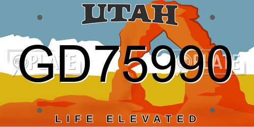 GD75990 Utah License Plate