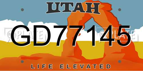 GD77145 Utah License Plate