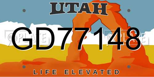 GD77148 Utah License Plate