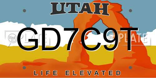 GD7C9T Utah License Plate