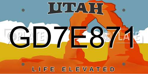 GD7E871 Utah License Plate