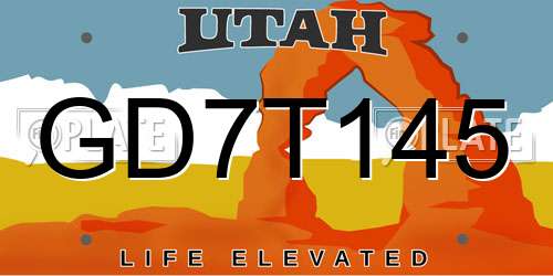 GD7T145 Utah License Plate