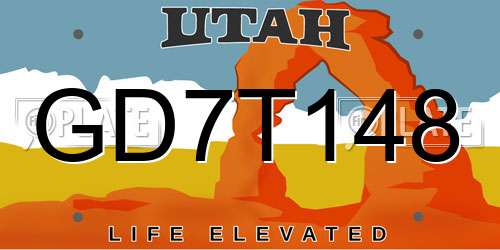 GD7T148 Utah License Plate