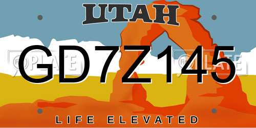 GD7Z145 Utah License Plate