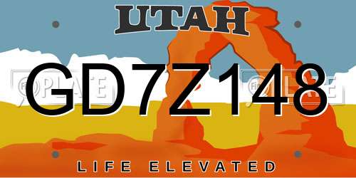 GD7Z148 Utah License Plate