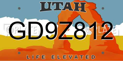 GD9Z812 Utah License Plate