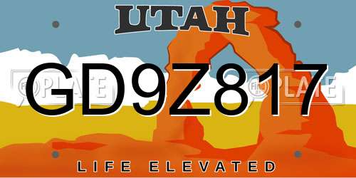 GD9Z817 Utah License Plate