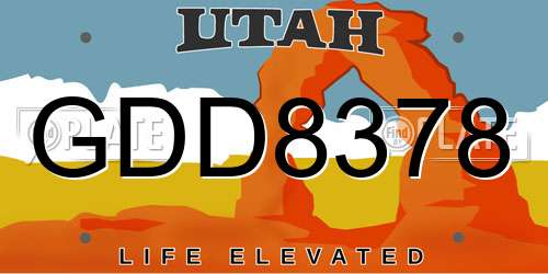 GDD8378 Utah License Plate