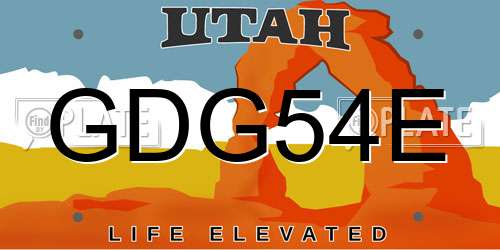 GDG54E Utah License Plate