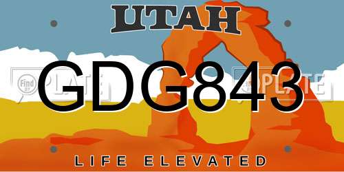 GDG843 Utah License Plate