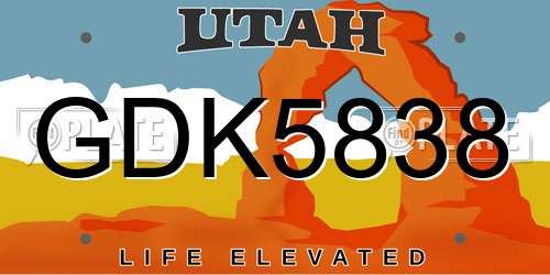 GDK5838 Utah License Plate