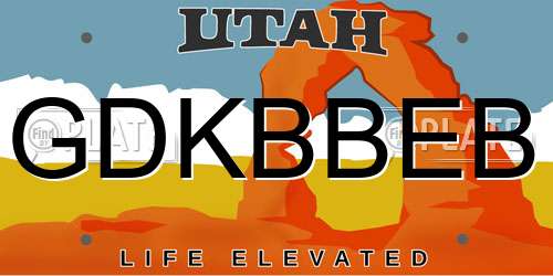 GDKBBEB Utah License Plate