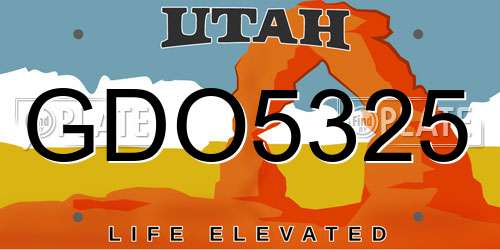 GDO5325 Utah License Plate