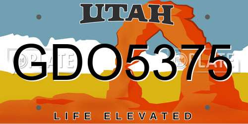 GDO5375 Utah License Plate