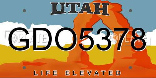 GDO5378 Utah License Plate