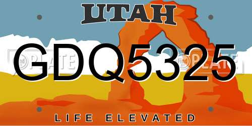 GDQ5325 Utah License Plate