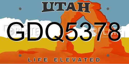 GDQ5378 Utah License Plate