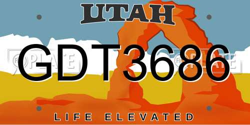GDT3686 Utah License Plate