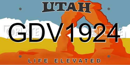 GDV1924 Utah License Plate