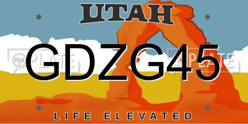GDZG45 Utah License Plate