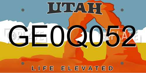 GE0Q052 Utah License Plate