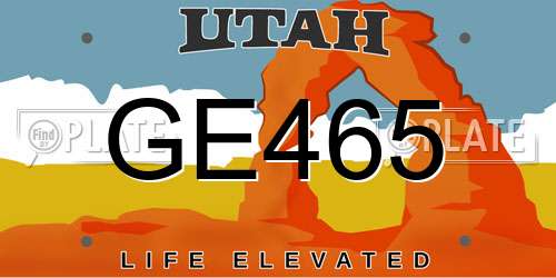 GE465 Utah License Plate