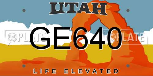 GE640 Utah License Plate