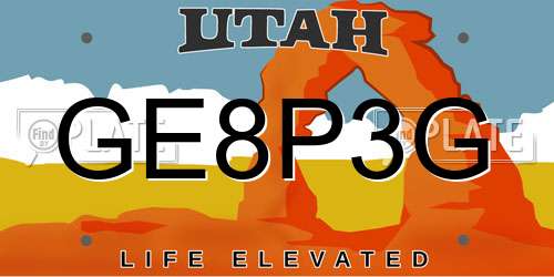 GE8P3G Utah License Plate