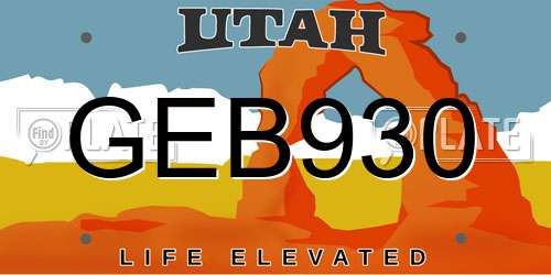 GEB930 Utah License Plate