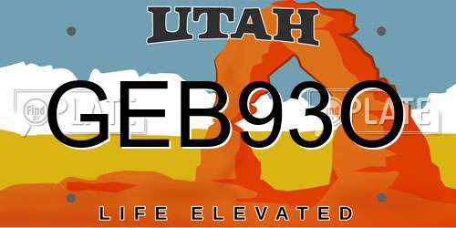 GEB93O Utah License Plate
