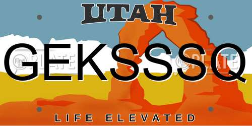 GEKSSSQ Utah License Plate