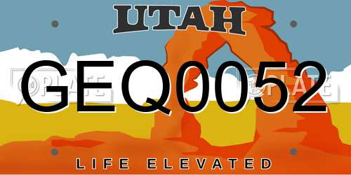 GEQ0052 Utah License Plate