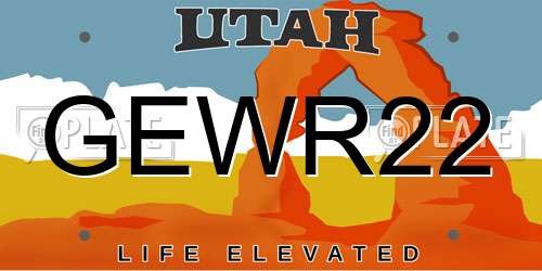 GEWR22 Utah License Plate
