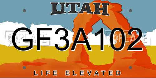 GF3A102 Utah License Plate
