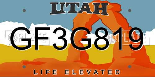 GF3G819 Utah License Plate