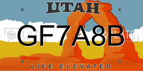 GF7A8B Utah License Plate