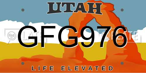 GFG976 Utah License Plate