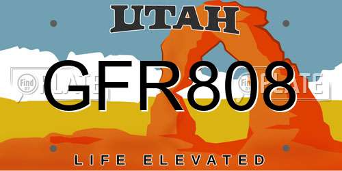 GFR808 Utah License Plate