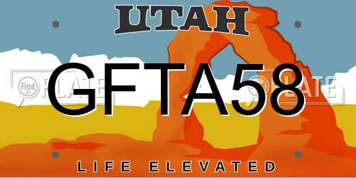 GFTA58 Utah License Plate