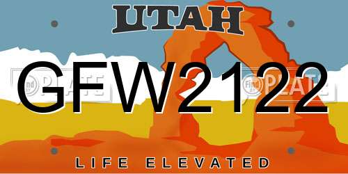 GFW2122 Utah License Plate