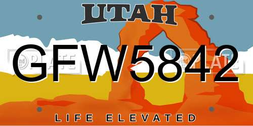 GFW5842 Utah License Plate