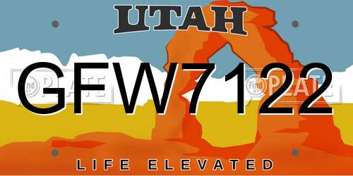 GFW7122 Utah License Plate