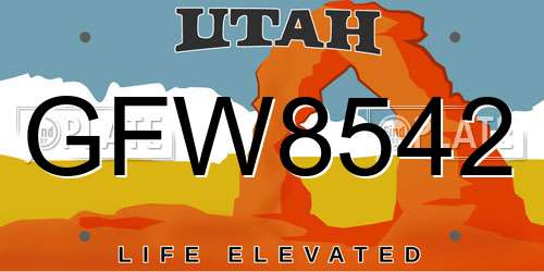 GFW8542 Utah License Plate