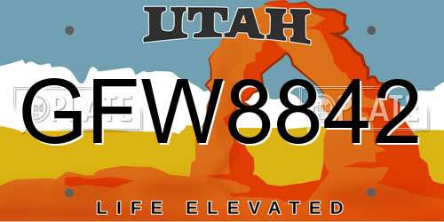 GFW8842 Utah License Plate